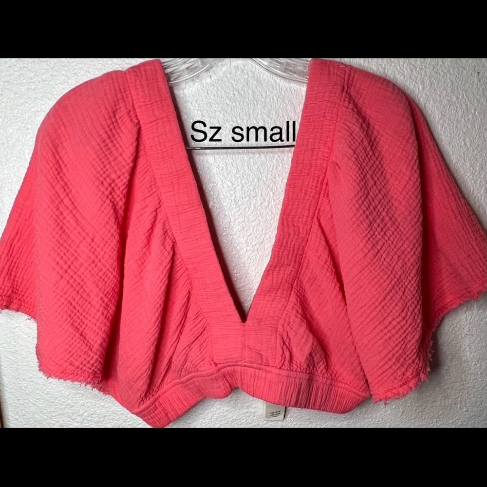 Aerie Sz small Coral Textured Crop Top